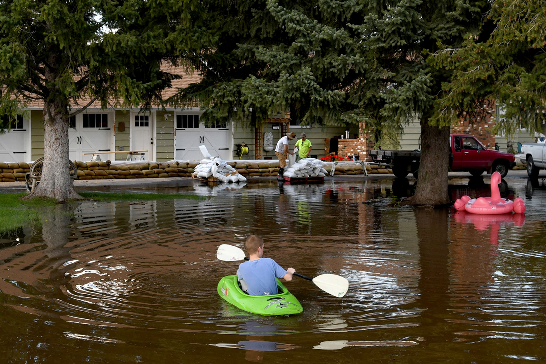 Bransen Grimsley paddles a kayak